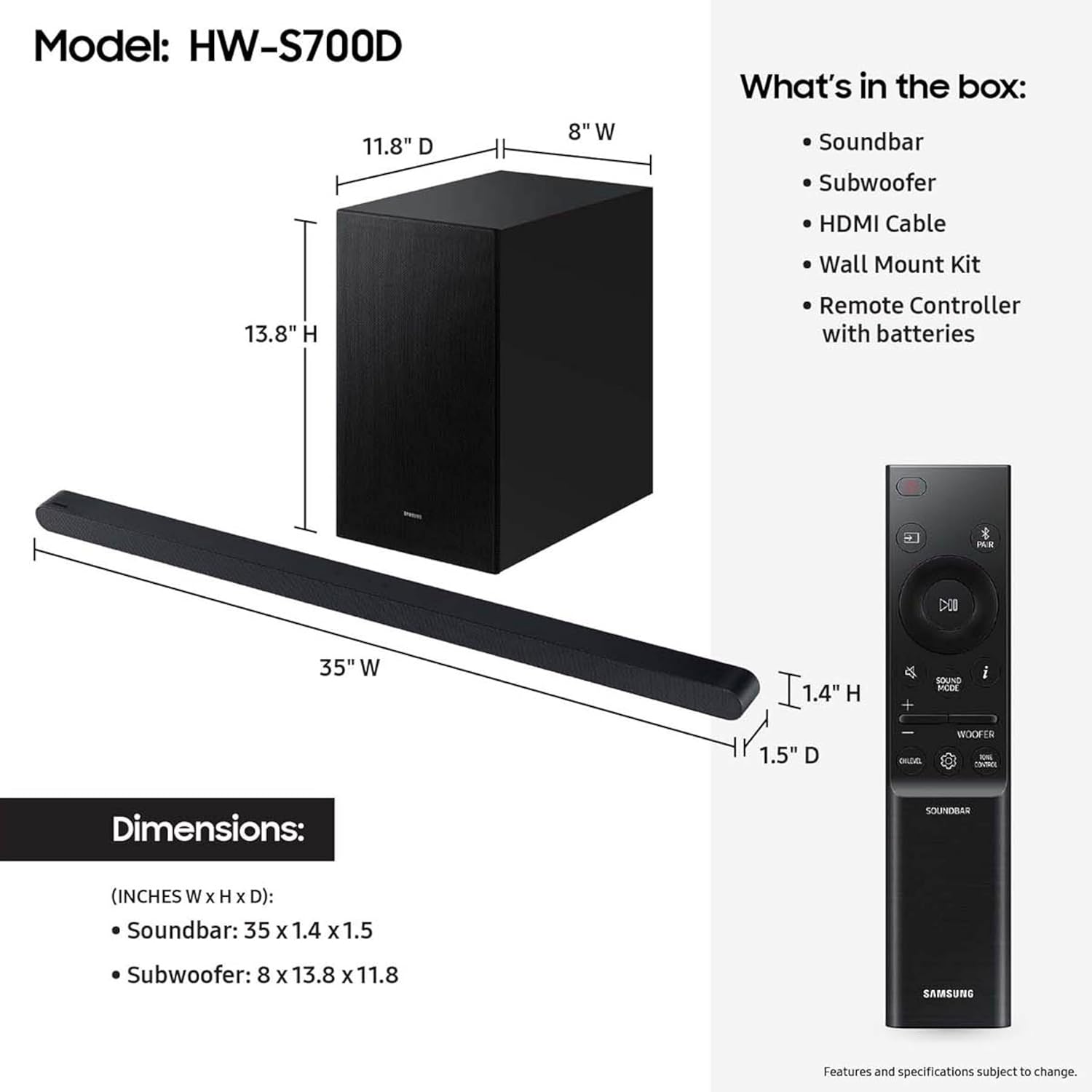 Samsung S700D Series Ultra Slim 3.1ch Soundbar with Wireless Dolby Atmos