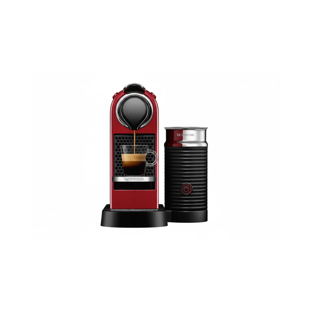 Nespresso CitiZ Automatic  Espresso Machine with  Aeroccino Milk Frother - Cherry  Red