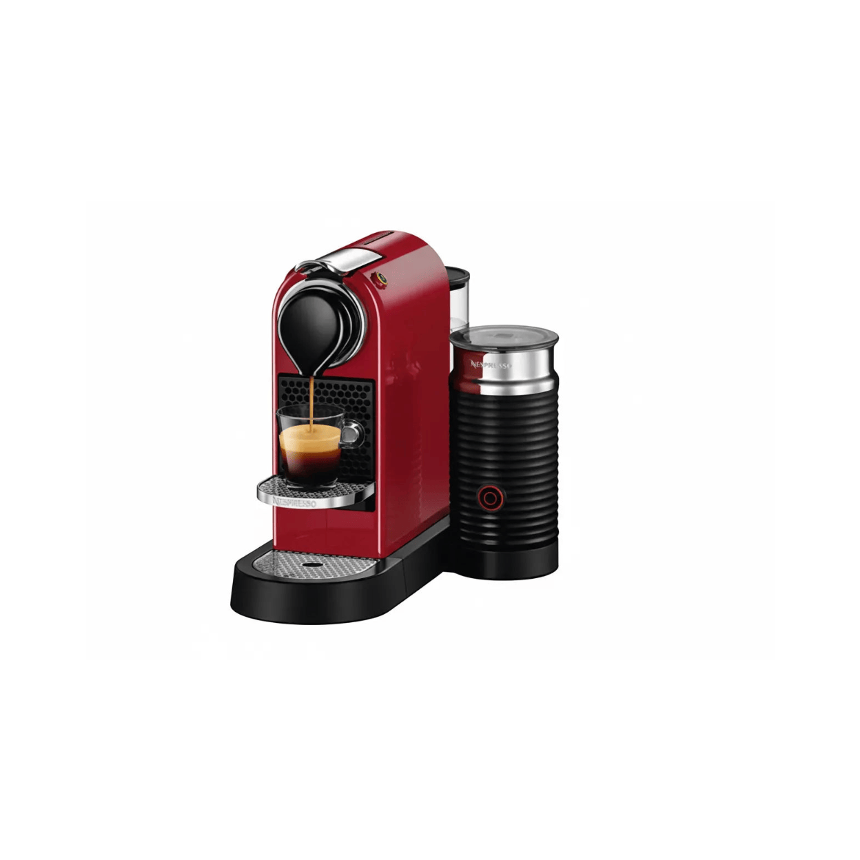 Nespresso CitiZ Automatic  Espresso Machine with  Aeroccino Milk Frother - Cherry  Red