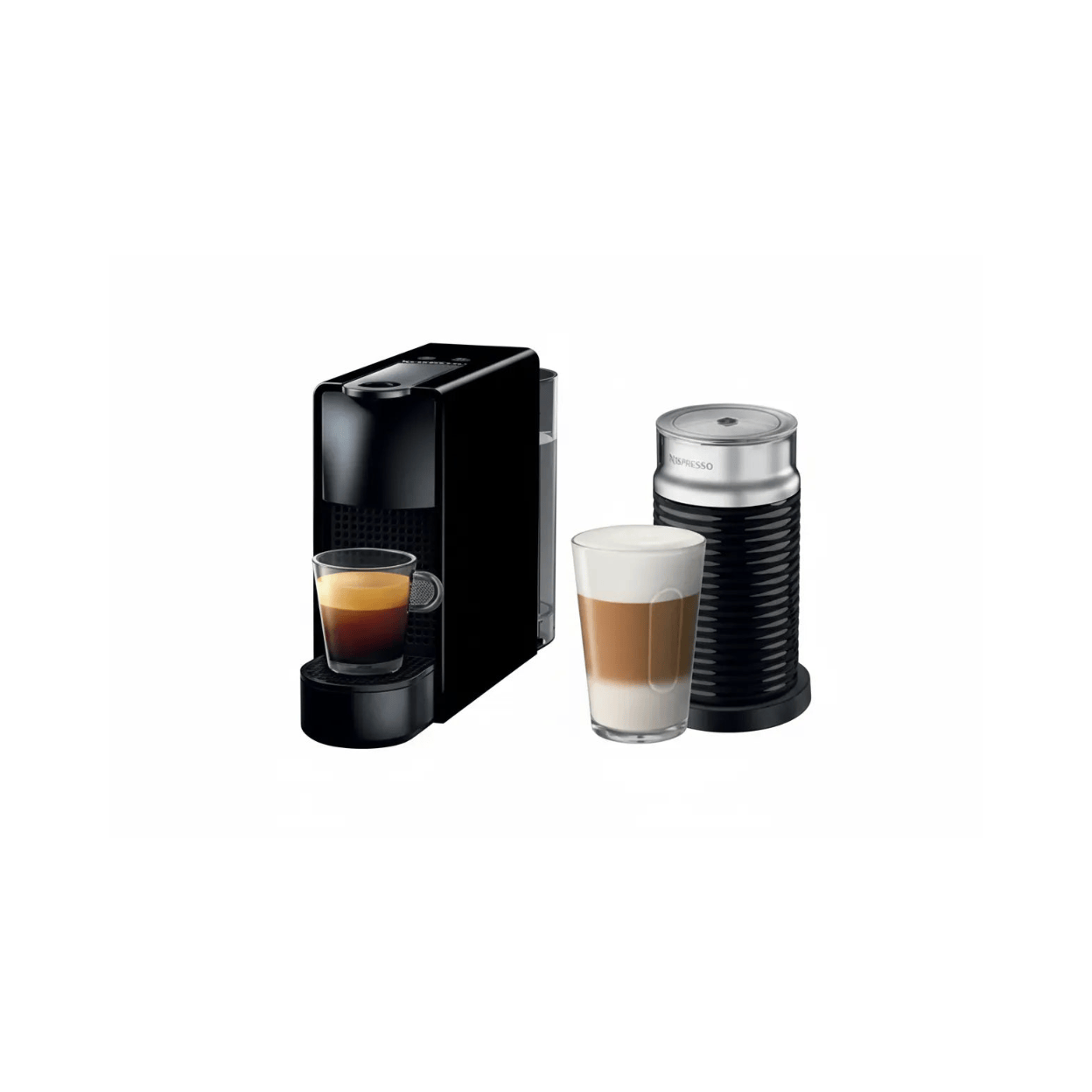 Nespresso Essenza Bundle  1450W Mini Automatic Espresso  Machine with Aeroccino Milk  Frother - Silver