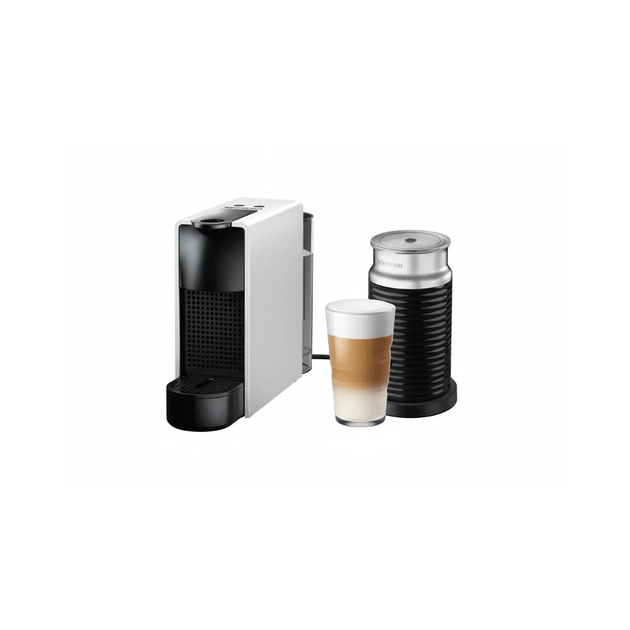 Nespresso Essenza Bundle  1450W Mini Automatic Espresso  Machine with Aeroccino Milk  Frother - Silver