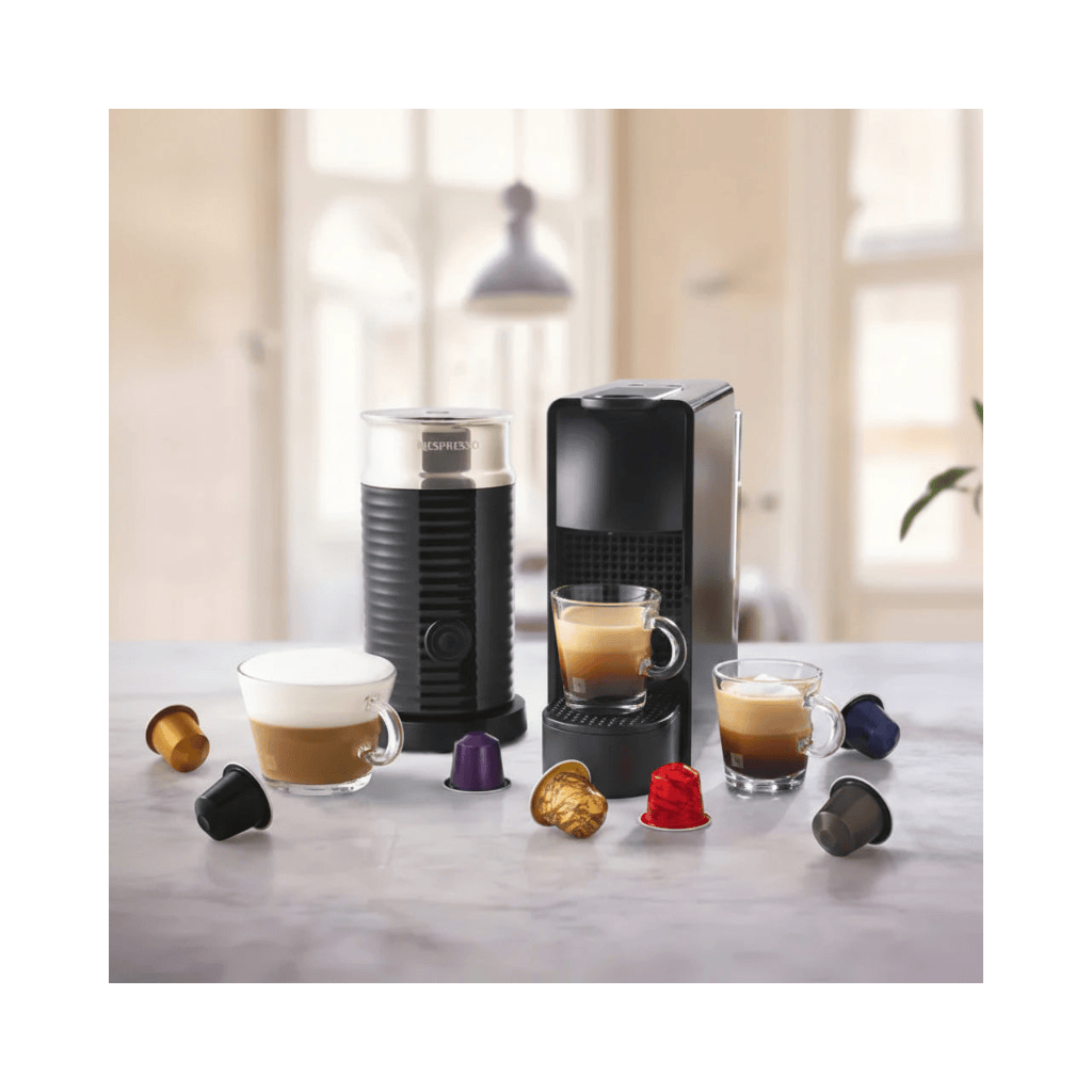 Nespresso Essenza Bundle  1450W Mini Automatic Espresso  Machine with Aeroccino Milk  Frother - Silver